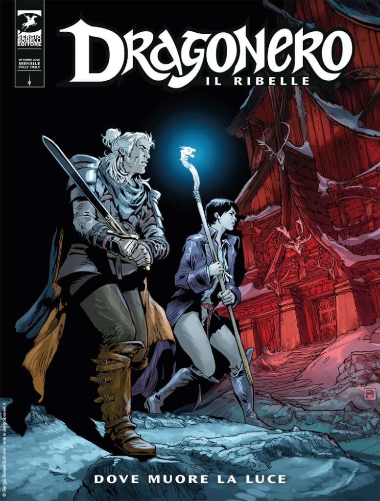 Copertina dell'albo numero 12 di "Dragonero, il Ribelle": Dove muore la luce