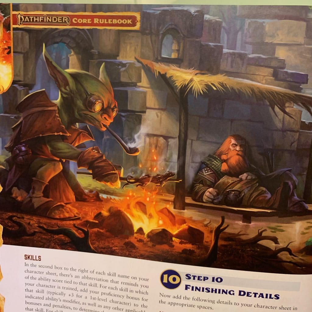 Immagine dal Core Rulebook di Pathfinder Seconda Edizione, in cui vediamo un PG Goblin. Fonte